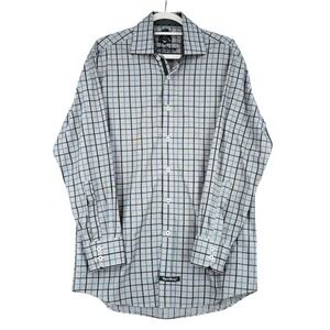 English‎ Laundry Men's Long Sleeve Button Down Shirt Plaid Checkered Gray 15.5